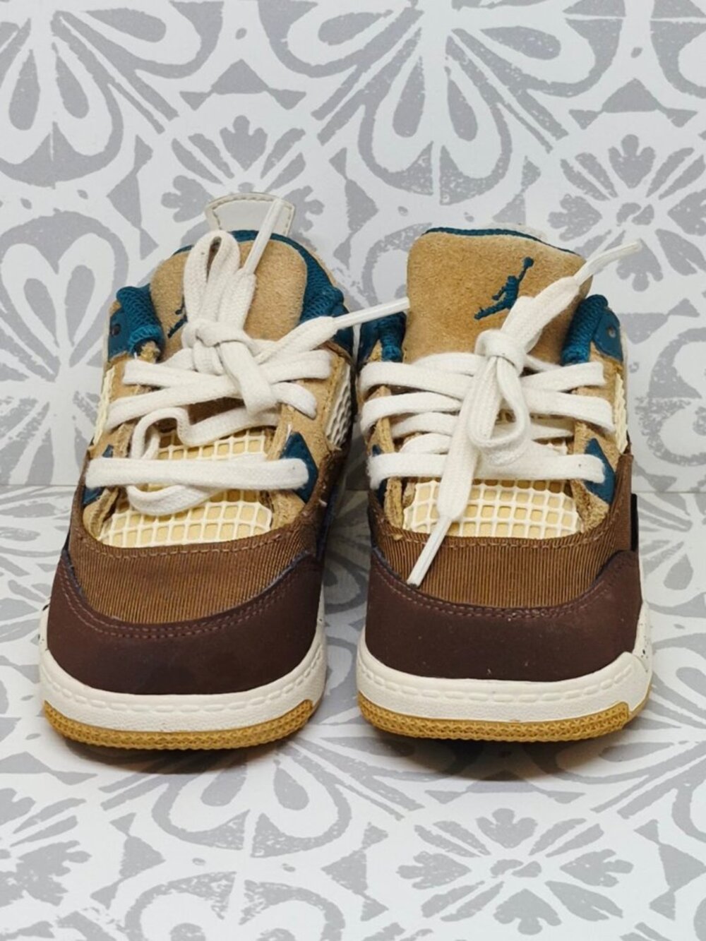 Air Jordan 4 Retro Shoes Toddler Kids SZ 8C Cacao Wow/Geode Teal FB2215-200